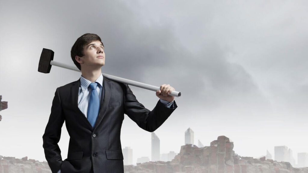 A man holding a hammer