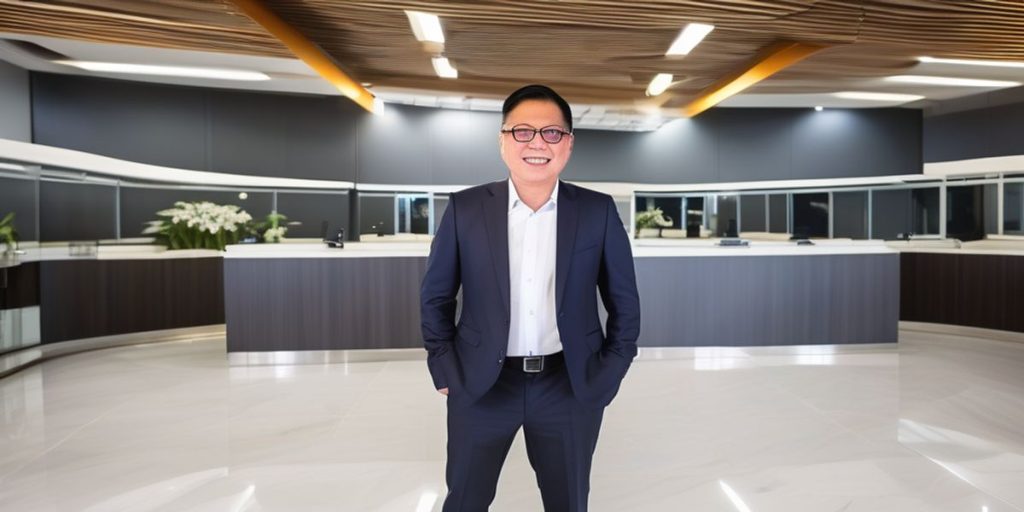 A Filipino man with glasses standing in an office