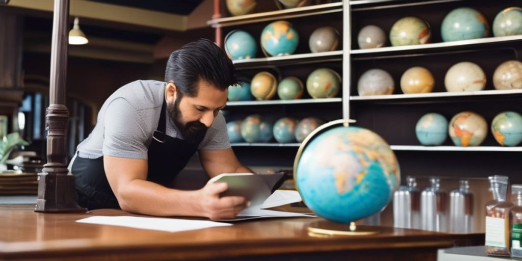 Multiple globes on the shelf