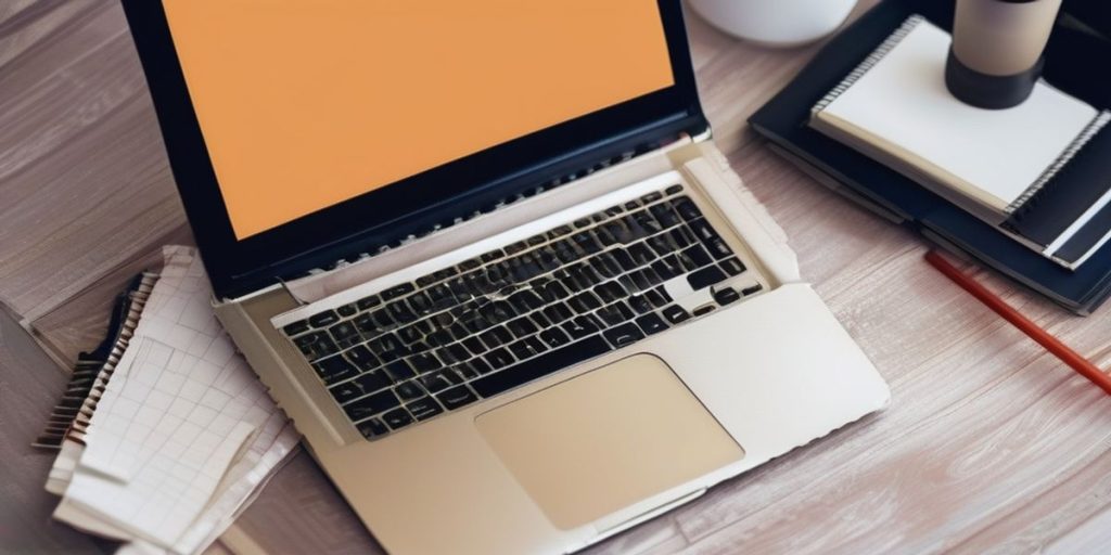 A laptop on a desk