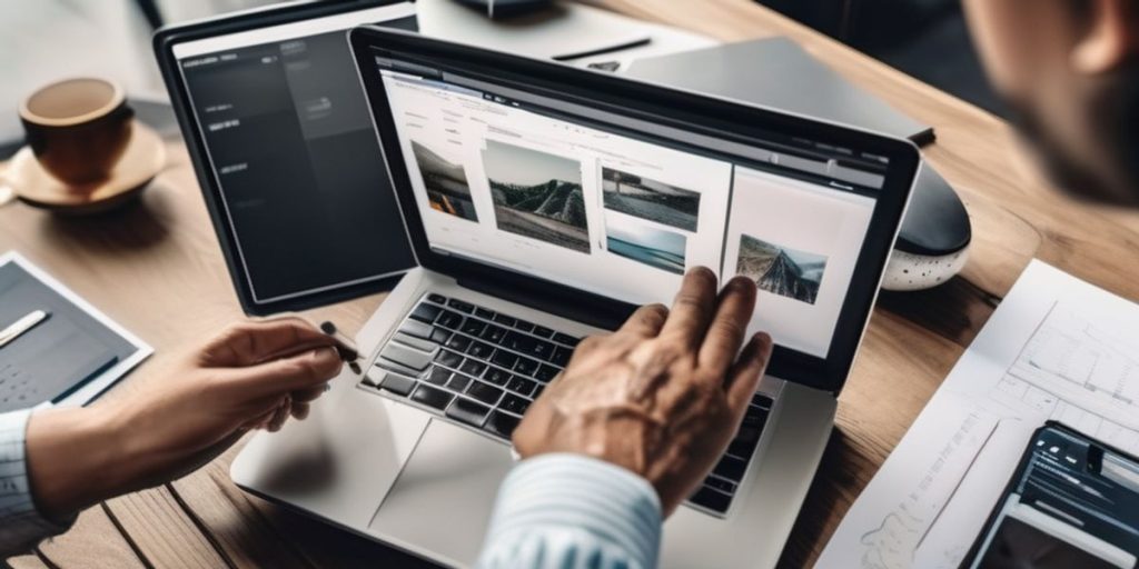 A laptop on a desk