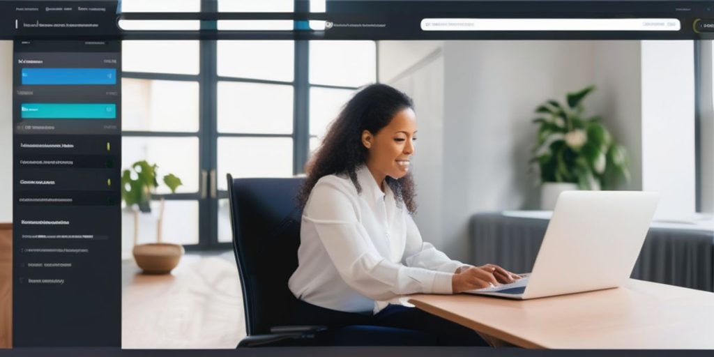 a woman in white longsleeves typing on her laptop