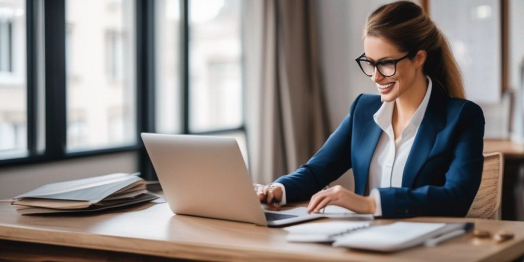 A working woman wearing glasses