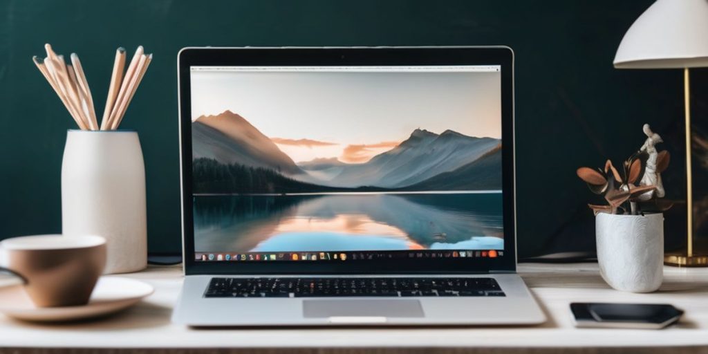 A laptop on a desk