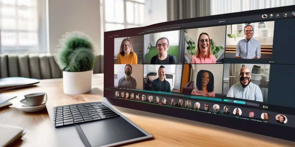 eight people on a laptop