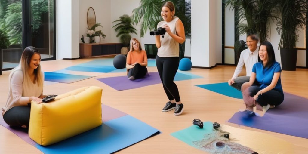 Ladies having yoga