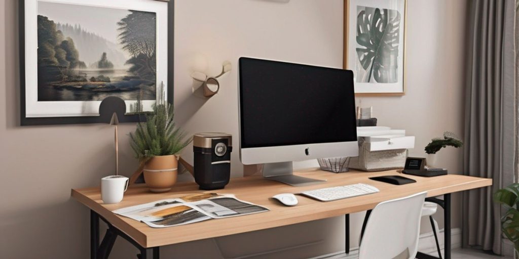 An Apple computer on a desk