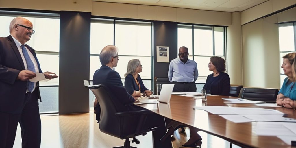 Team having a meeting in a conference room