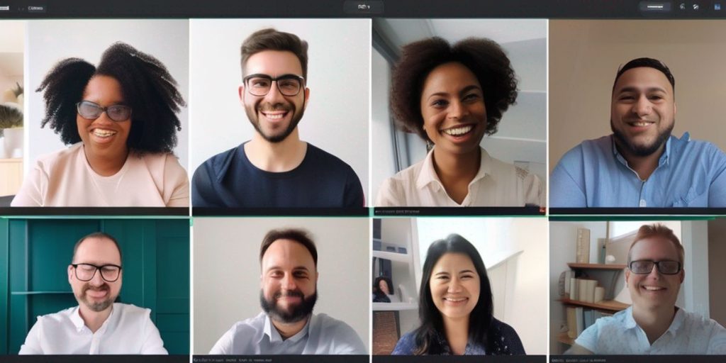 four people engaged in a remote meeting