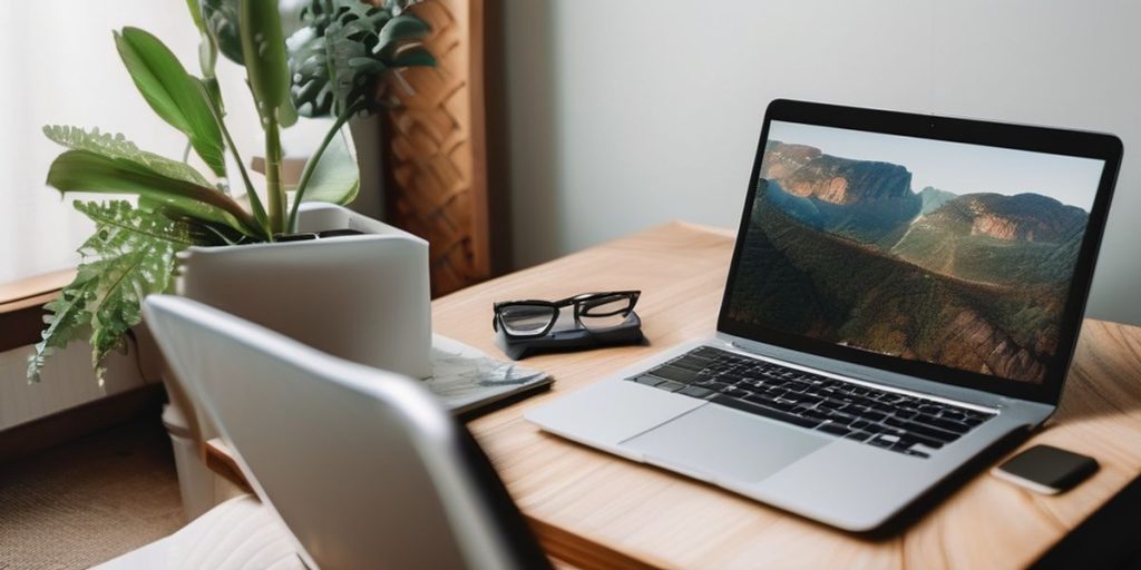 A laptop on a desk