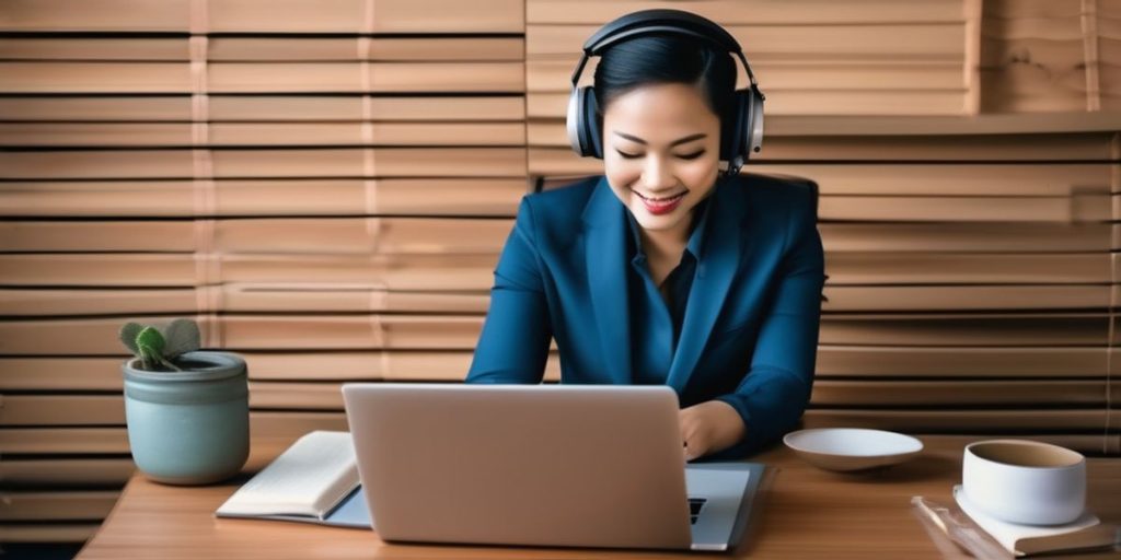 a working woman wearing blue