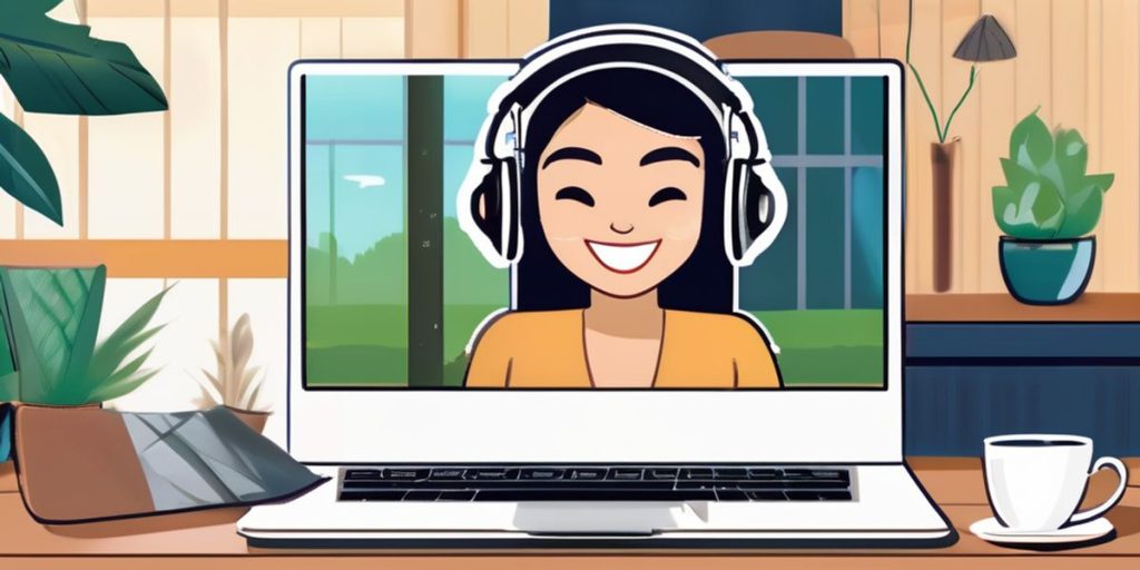 A cartoonish girl wearing a headset