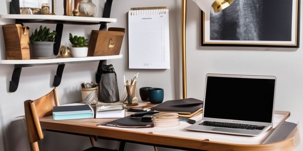 A laptop on a desk