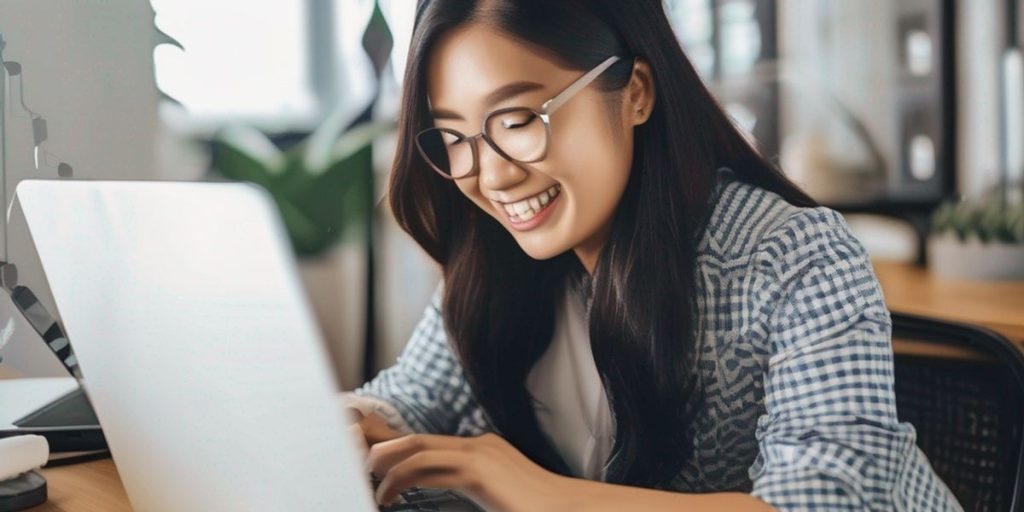 a girl wearing glasses