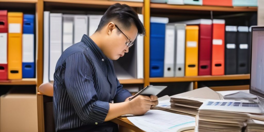 A man working in a library