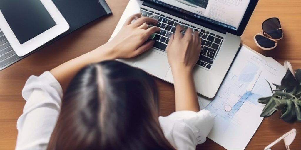 A girl working on her laptop