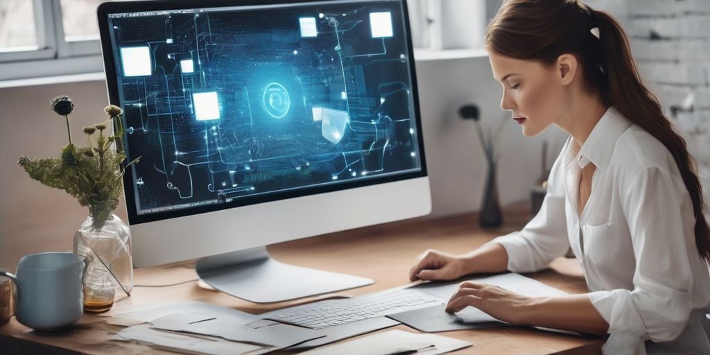 A woman working on her computer