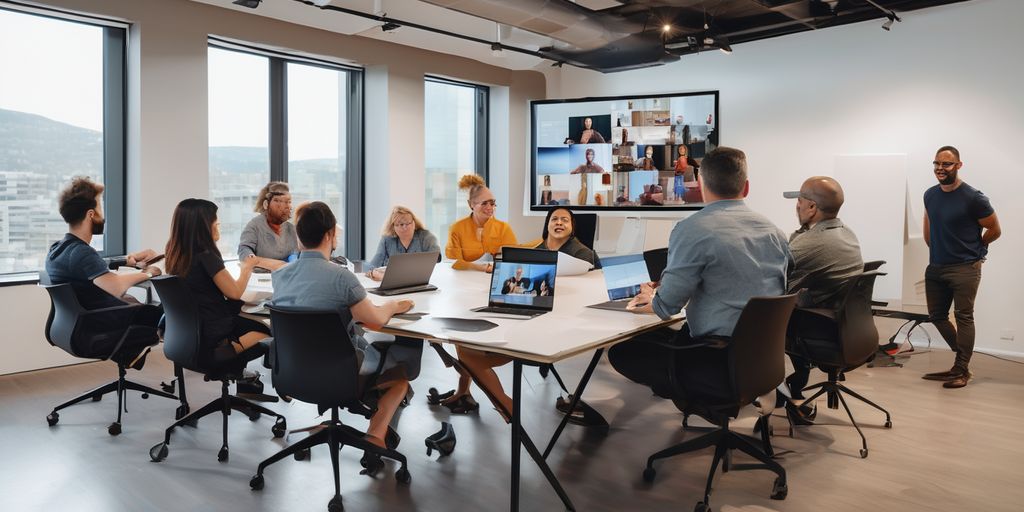 A group of people in a conference room