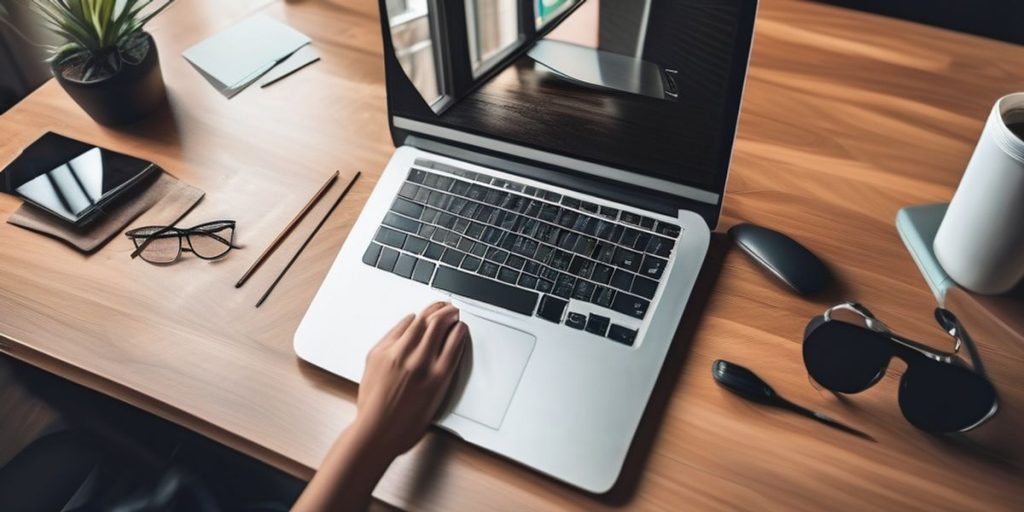 A laptop on a desk