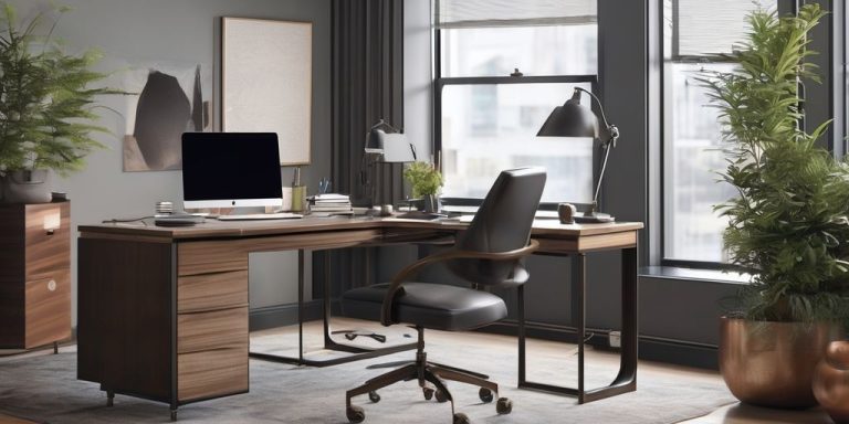 An office chair in an empty office