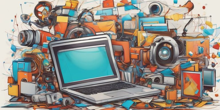 A colorful cartoon image of a laptop