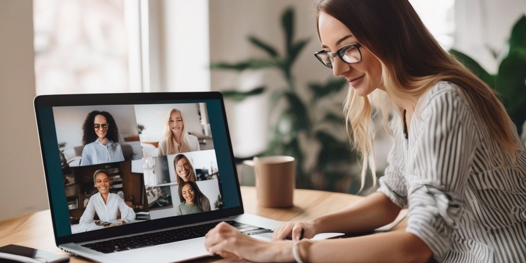 A woman having a virtual meeting