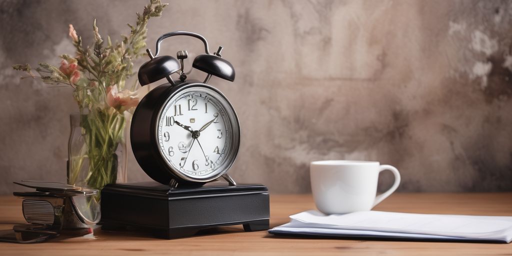 An alarm clock on top of a desk