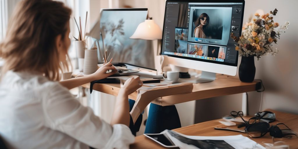 A woman working on her laptop