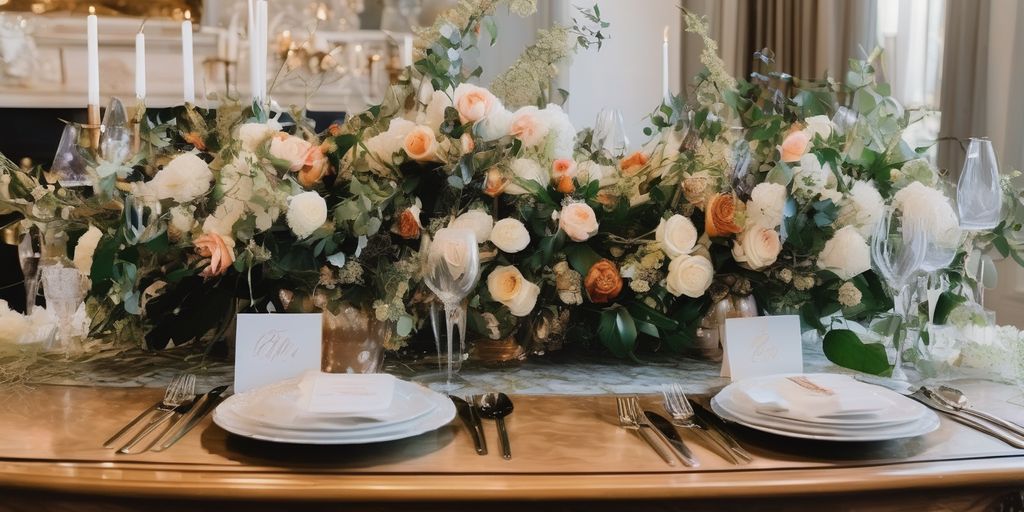 A lot of beautiful flowers arranged on a table