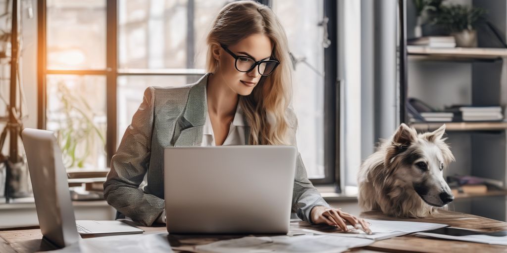 A woman wearing glasses working on her laptop