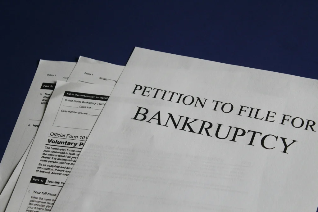 A bankruptcy petition document, representing legal or financial proceedings.